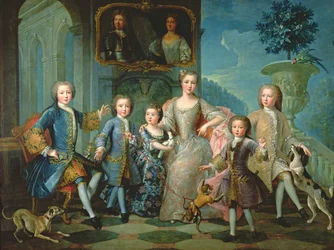 Porträtt av familjen till hertigen av Valentinois